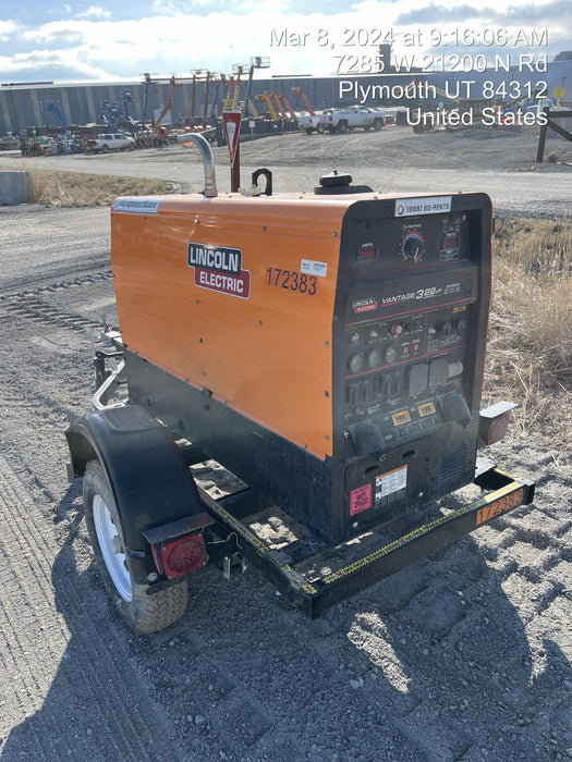 2021 Lincoln Electric Vantage 322 Vantage 322 Ready Pak 3 w/ Decals, ORANGE (includes trailer, cable rack, fender light kit) NO Telematics