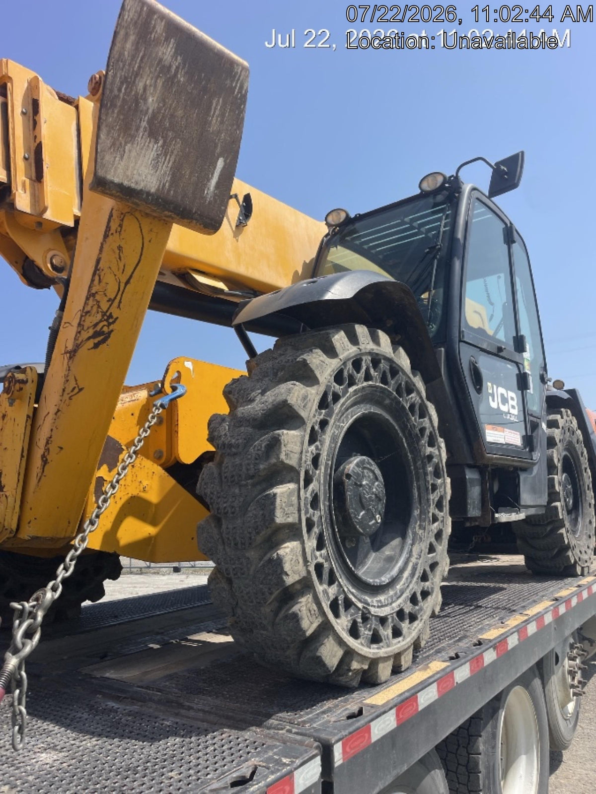 2019 JCB 510-56 74 HP w/CAB/HVAC, Beacon, Worklights, Aux Hydraulics, Solid Tires 66" Carriage/60" Forks