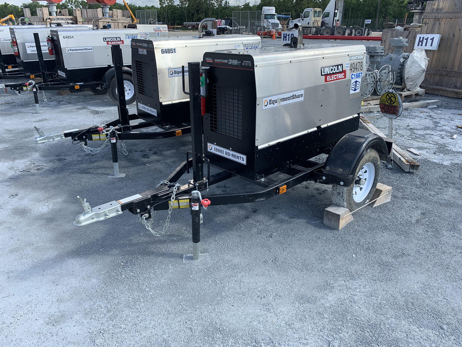 2019 Lincoln Electric Vantage 322 Ready-Pak 3, Two Wheel Trailer, Fender and Light Kit, Cable Rack