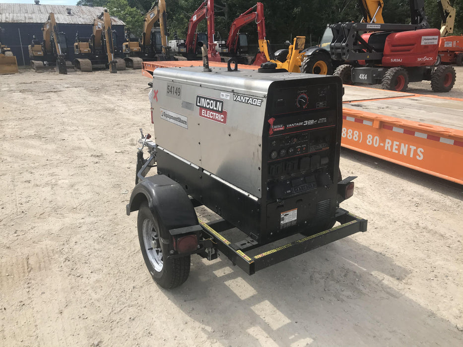 2019 Lincoln Electric Vantage 322 Welder Ready-Pak 3, Two wheel trailer, Fender and Light kit, Cable Rack