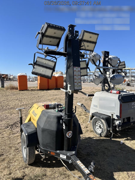 2022 Allmand NLV3GR (4) LED Light Fixture 350W, 23' Vertical Mast, 3kW Prime, Towable, ES Decals, T3