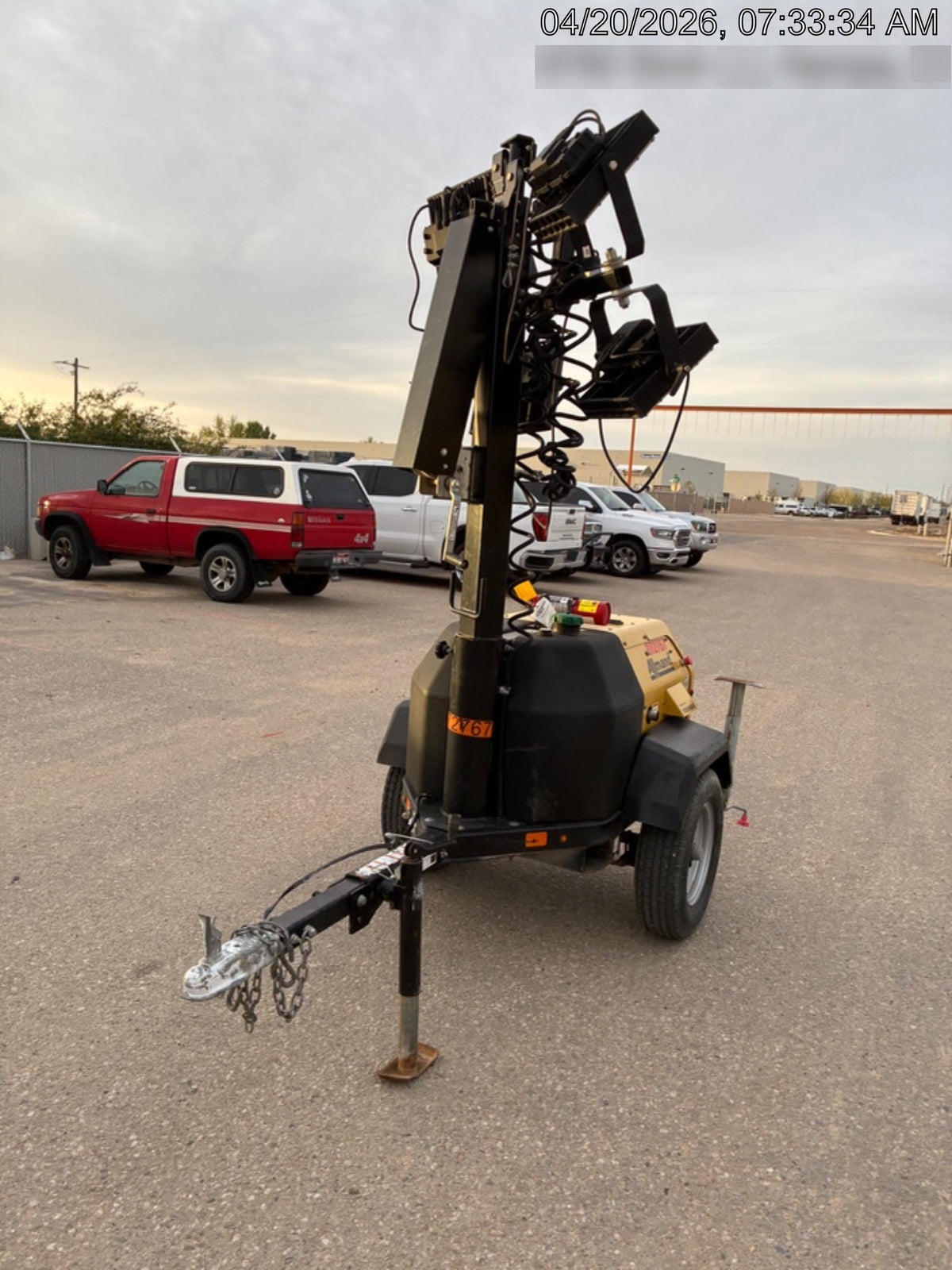 2022 Allmand NLV3GR (4) LED Light Fixture 350W, 23' Vertical Mast, 3kW Prime, Towable, ES Decals, T3