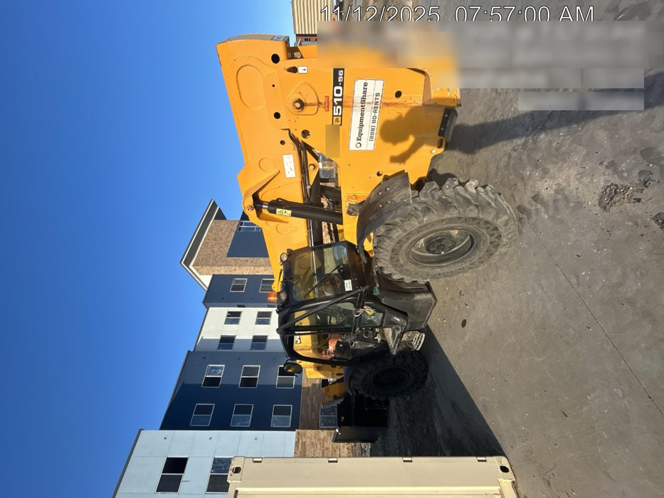 2019 JCB 510-56 74 HP w/CAB/HVAC, Beacon, Worklights, Aux Hydraulics, Solid Tires 72" Carriage/60" Forks