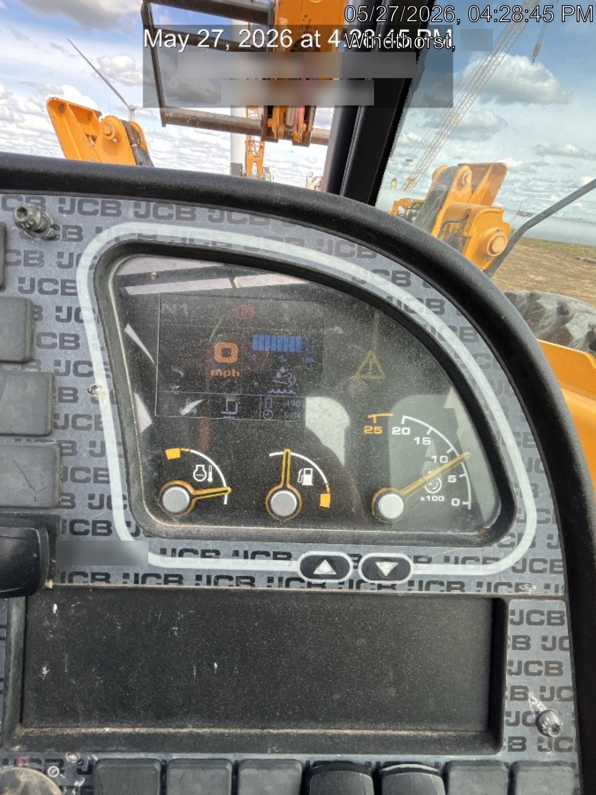 2019 JCB 512-56 109 HP w/Open ROPS, Beacon, Aux Hydraulics, Worklights, Solid Tires 60" Carriage/Forks