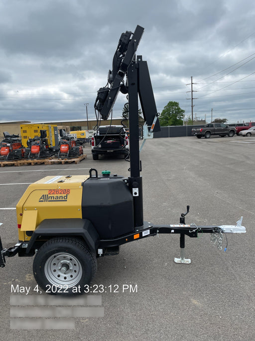 2022 Allmand NLV3GR (4) LED Light Fixture 350W, 23' Vertical Mast, 3kW Prime, Towable, Deep Sea L401, Leveling Jacks, Yanmar T4F 5.8hp