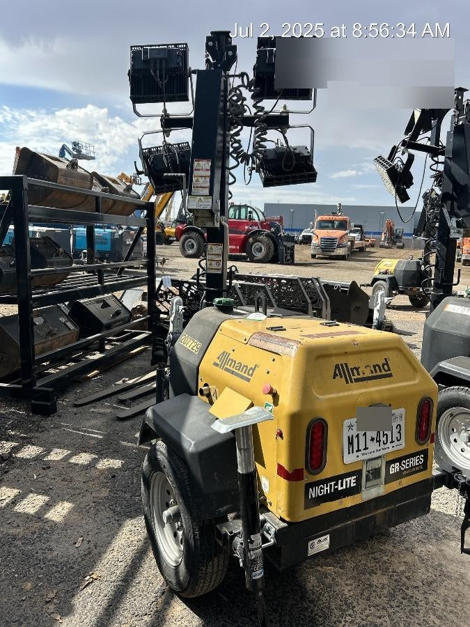2022 Allmand NLV3GR (4) LED Light Fixture 350W, 23' Vertical Mast, 3kW Prime, Towable, Deep Sea L401, Leveling Jacks, Yanmar T4F 5.8hp