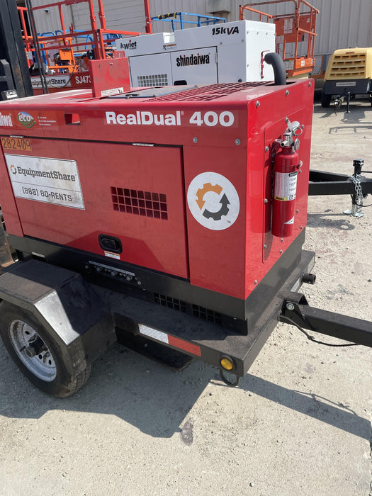 2022 Shindaiwa DGW400MDL Kubota D902 Engine, 23 HP, Dual Op Welder, Wire, Arc, Droop Stick, Tig, and CC Stick Functionality, Simulphase, 3 Phase and 1 Phase Gen Output, Single Axle NB Trlr, Slr Trckl Chrg 12V 12W, Fire Ext