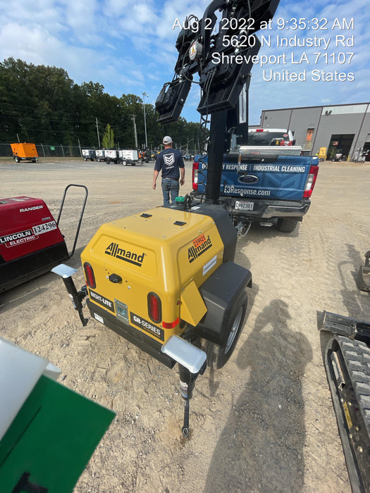 2022 Allmand NLV3GR (4) LED Light Fixture 350W, 23' Vertical Mast, 3kW Prime, Towable, Deep Sea L401, Leveling Jacks, Yanmar T4F 5.8hp