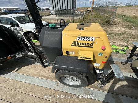 2022 Allmand NLV3GR (4) LED Light Fixture 350W, 23' Vertical Mast, 3kW Prime, Towable, ES Decals, T3
