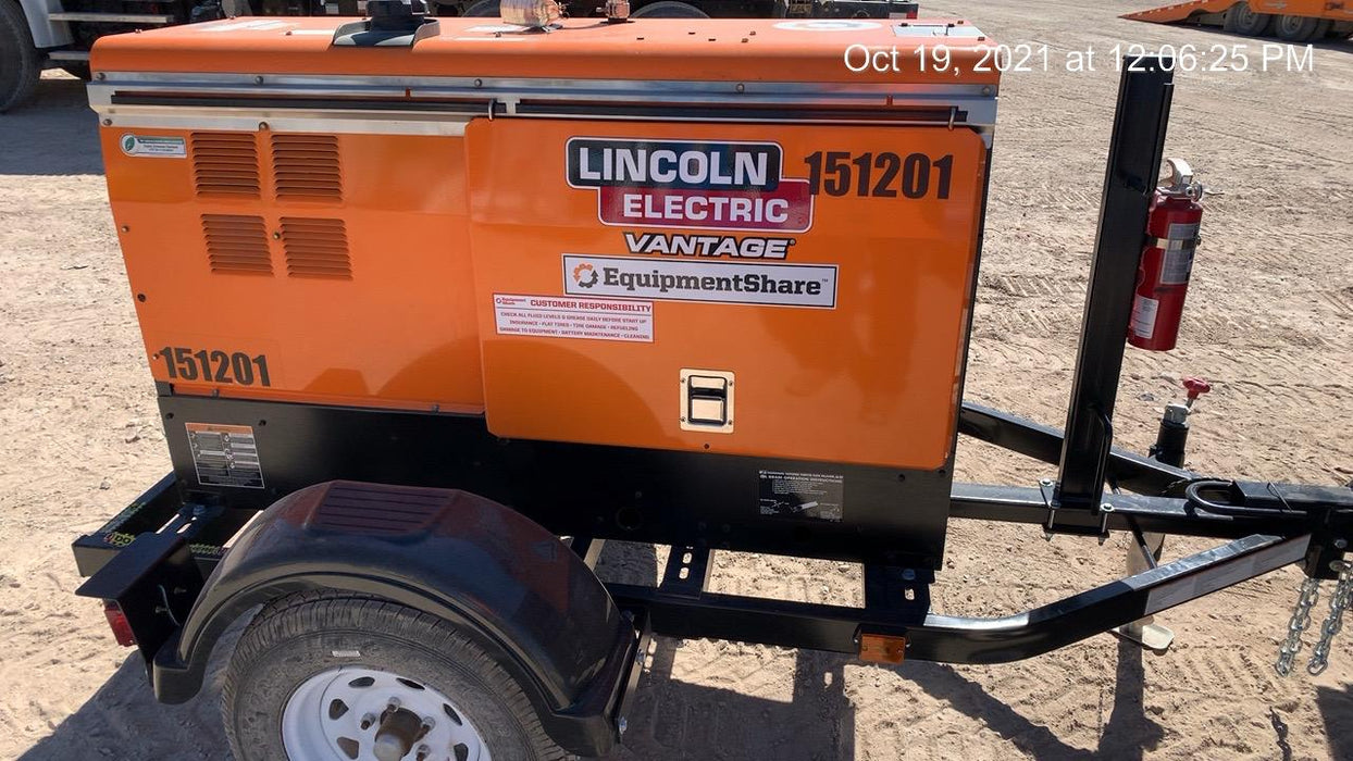 2021 Lincoln Electric Vantage 322 Vantage 322 Ready Pak 3 w/ Telematics & Decals, ORANGE (includes trailer, cable rack, fender light kit)
