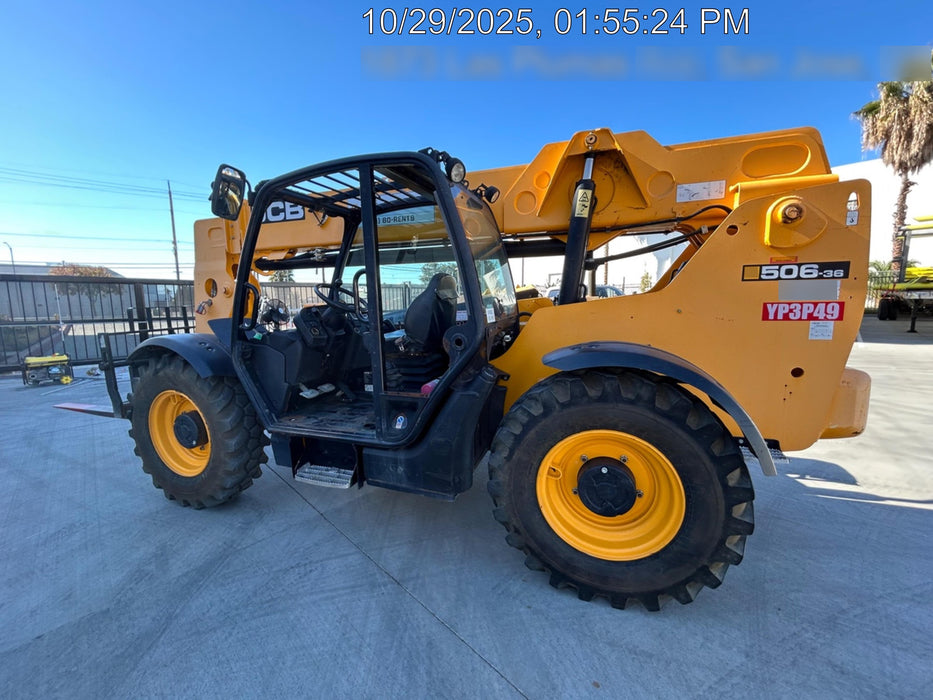 2019 JCB 506-36 Canopy, 74 HP, Foam Filled Tires, STD Worklight, Beacon, Aux Hydraulics, Lifting Eye, Back up Alarm 48" Carriage/48" Forks