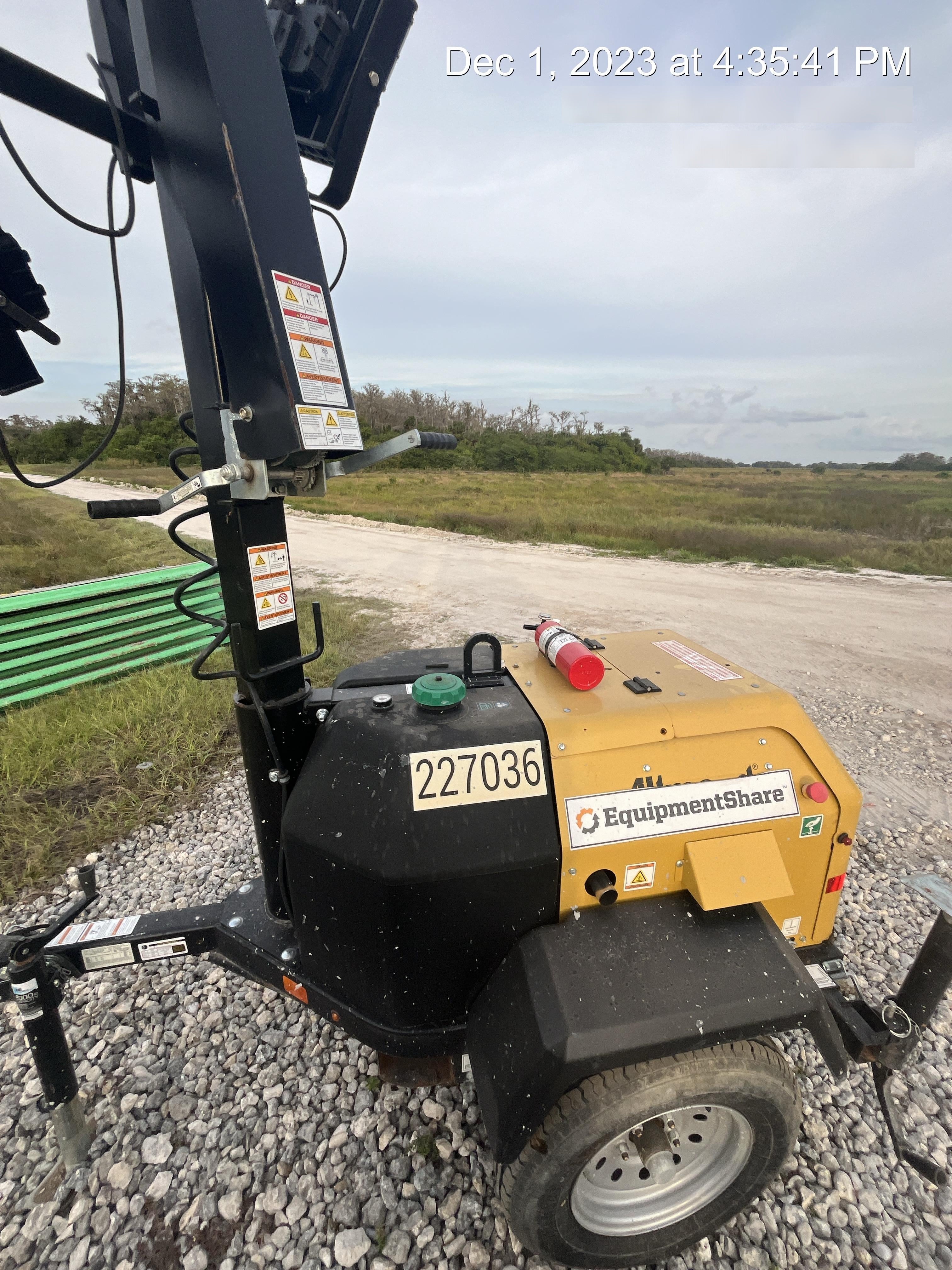 2022 Allmand NLV3GR (4) LED Light Fixture 350W, 23' Vertical Mast, 3kW Prime, Towable, Deep Sea L401, Leveling Jacks, Yanmar T4F 5.8hp