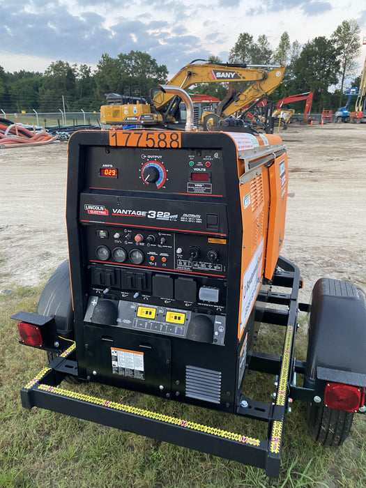 2021 Lincoln Electric Vantage 322 Vantage 322 Ready Pak 3 w/ Decals, ORANGE (includes trailer, cable rack, fender light kit) NO Telematics