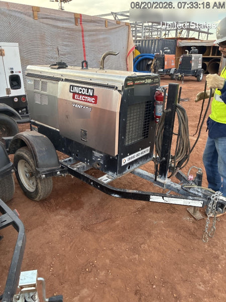 2019 Lincoln Electric Vantage 322 Welder Ready-Pak 3, Two wheel trailer, Fender and Light kit, Cable Rack