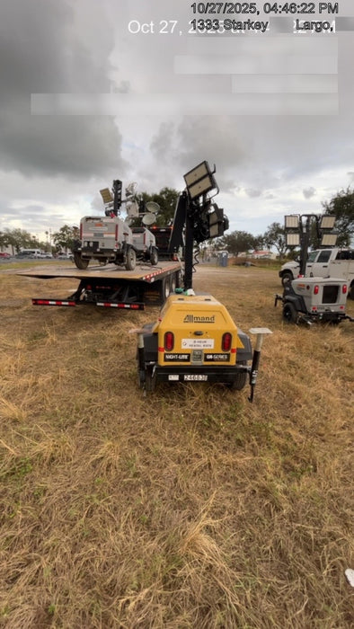 2022 Allmand NLV3GR (4) LED Light Fixture 350W, 23' Vertical Mast, 3kW Prime, Towable, ES Decals, T3