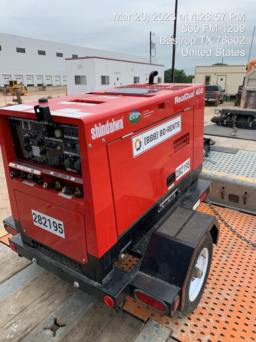 2022 Shindaiwa DGW400MDL Kubota D902 Engine, 23 HP, Dual Op Welder, Wire, Arc, Droop Stick, Tig, and CC Stick Functionality, Simulphase, 3 Phase and 1 Phase Gen Output, Single Axle NB Trlr, Slr Trckl Chrg 12V 12W, Fire Ext