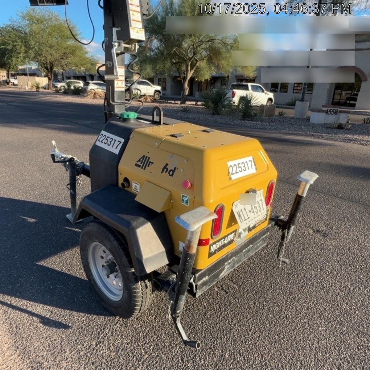 2022 Allmand NLV3GR (4) LED Light Fixture 350W, 23' Vertical Mast, 3kW Prime, Towable, Deep Sea L401, Leveling Jacks, Yanmar T4F 5.8hp