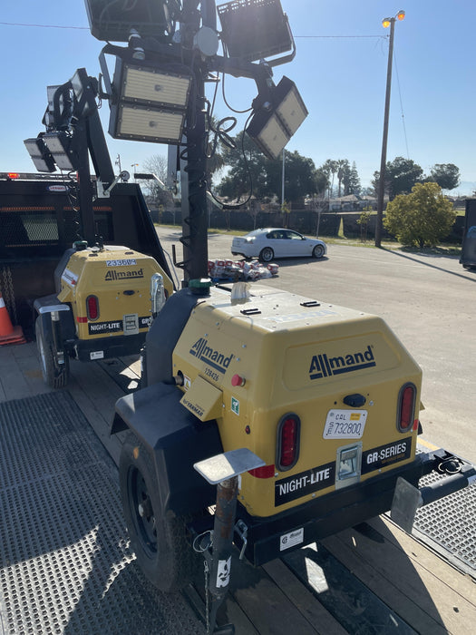 2021 Allmand NLV3GR (4) LED Light Fixture 350W, 23' Vertical Mast, 3kW Prime, Towable, Deep Sea L401, Leveling Jacks, Yanmar T4F 5.8hp