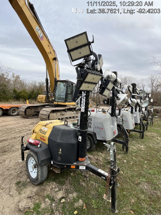 2021 Allmand NLV3GR (4) LED Light Fixture 350W, 23' Vertical Mast, 3kW Prime, Towable, Deep Sea L401, Leveling Jacks, Yanmar T4F 5.8hp