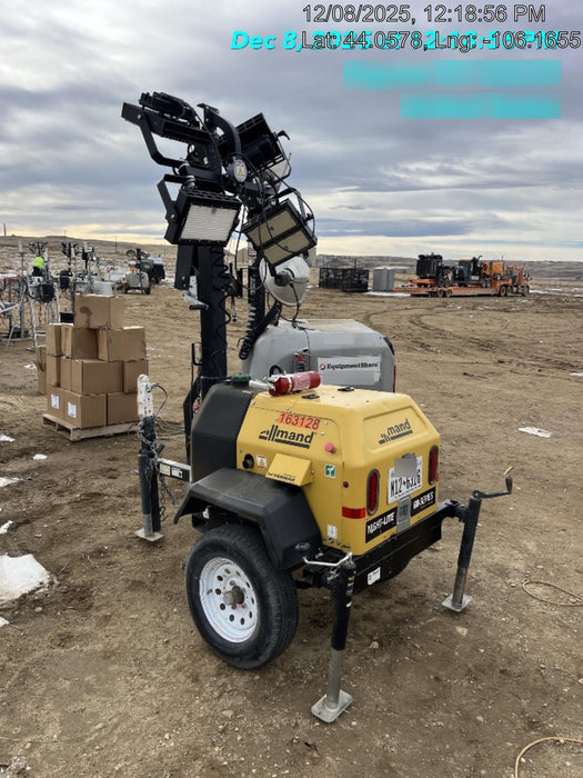 2021 Allmand NLV3GR (4) LED Light Fixture 350W, 23' Vertical Mast, 3kW Prime, Towable, Deep Sea L401, Leveling Jacks, Yanmar T4F 5.8hp