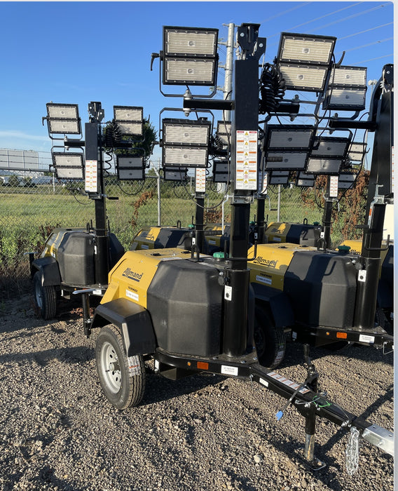 2022 Allmand NLV3GR (4) LED Light Fixture 350W, 23' Vertical Mast, 3kW Prime, Towable, ES Decals, T3