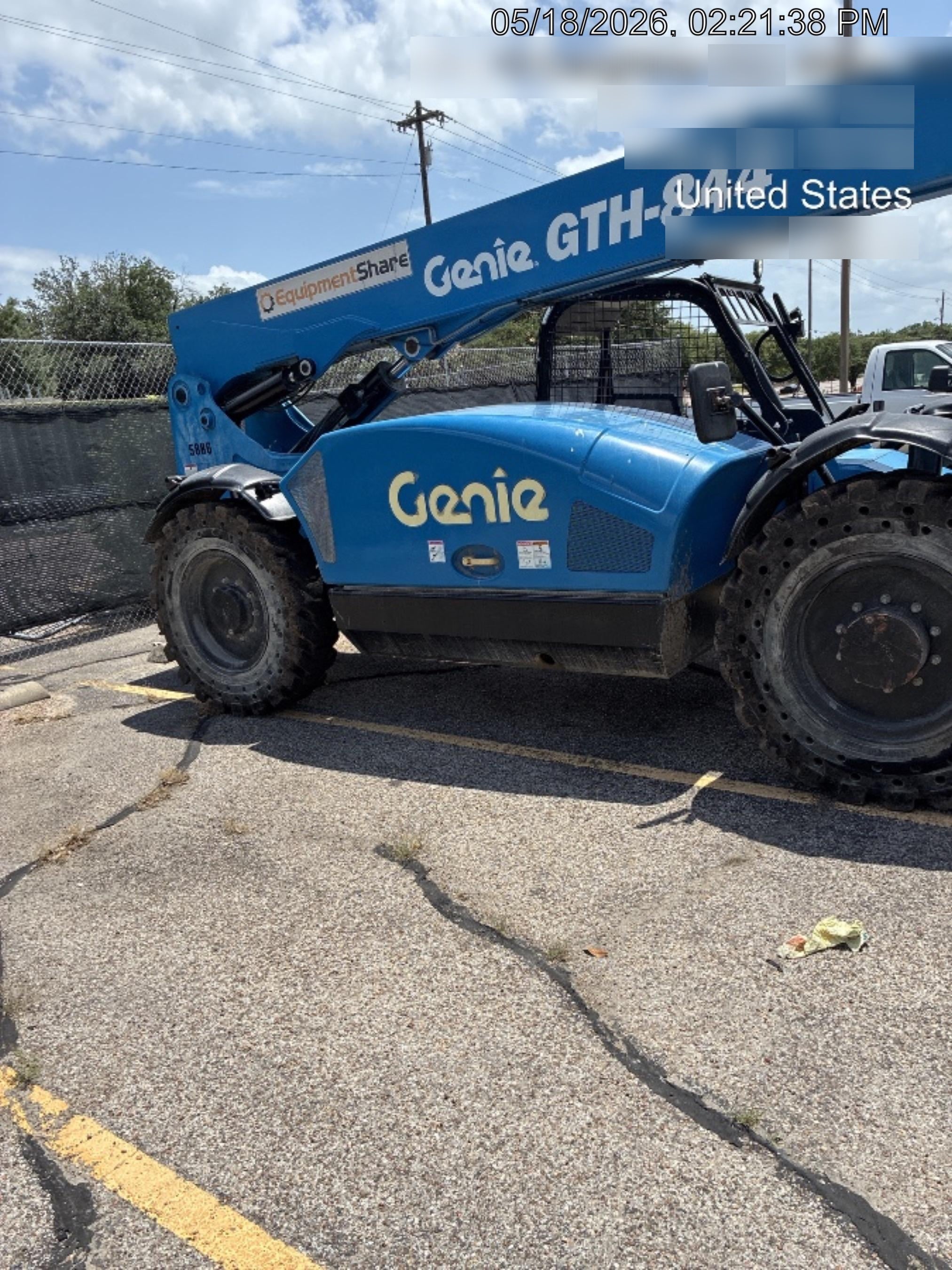 2017 Genie GTH-844 Genie GTH-844, Solid Tires, 60" carriage/forks, Open ROPS, Work Lights