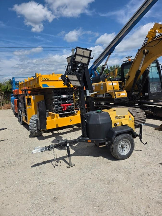 2022 Allmand NLV3GR (4) LED Light Fixture 350W, 23' Vertical Mast, 3kW Prime, Towable, Deep Sea L401, Leveling Jacks, Yanmar T4F 5.8hp