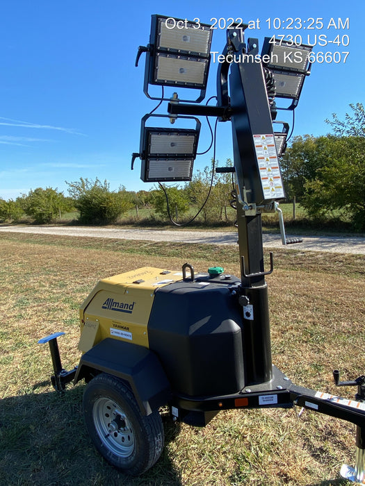 2022 Allmand NLV3GR (4) LED Light Fixture 350W, 23' Vertical Mast, 3kW Prime, Towable, ES Decals, T3