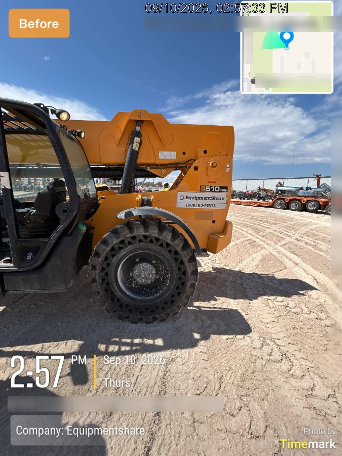 2019 JCB 510-56 JCB 510-56 74 HP w/Open ROPS, Beacon, Aux Hydraulics, Worklights, Solid Tires, 60" Carriage/Forks