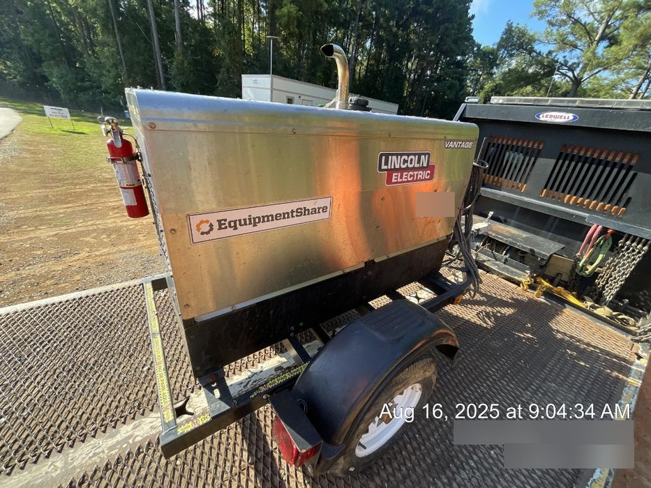 2019 Lincoln Electric Vantage 322 Welder Ready-Pak 3, Two wheel trailer, Fender and Light kit, Cable Rack