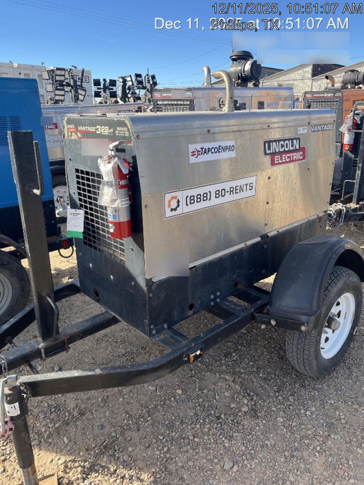 2019 Lincoln Electric Vantage 322 Welder Ready-Pak 3, Two wheel trailer, Fender and Light kit, Cable Rack