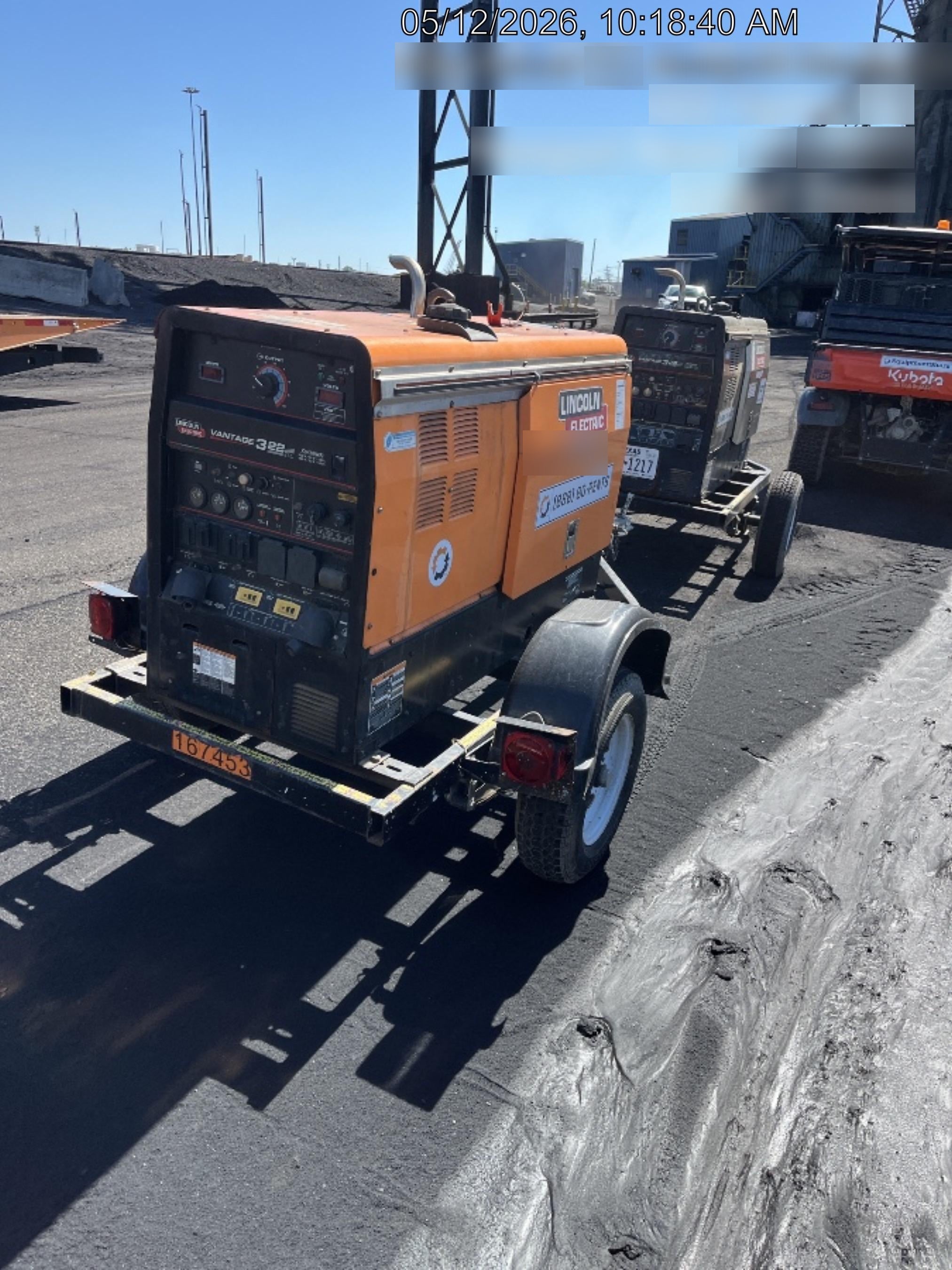 2021 Lincoln Electric Vantage 322 Vantage 322 Ready Pak 3 w/ Decals, ORANGE (includes trailer, cable rack, fender light kit) NO Telematics