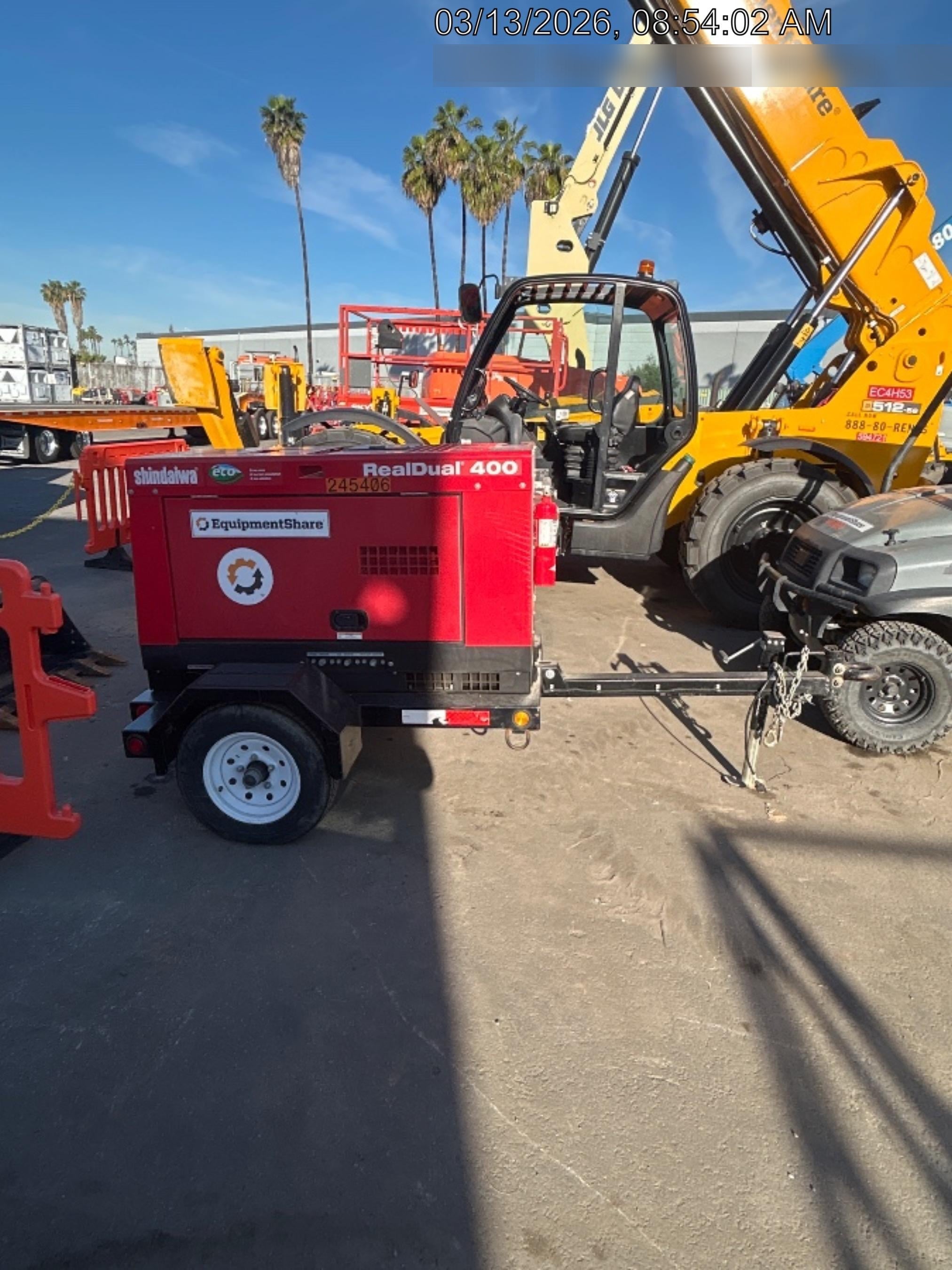 2022 Shindaiwa DGW400MDL Kubota D902 Engine, 23 HP, Dual Op Welder, Wire, Arc, Droop Stick, Tig, and CC Stick Functionality, Simulphase, 3 Phase and 1 Phase Gen Output, Single Axle NB Trlr, Slr Trckl Chrg 12V 12W, Fire Ext