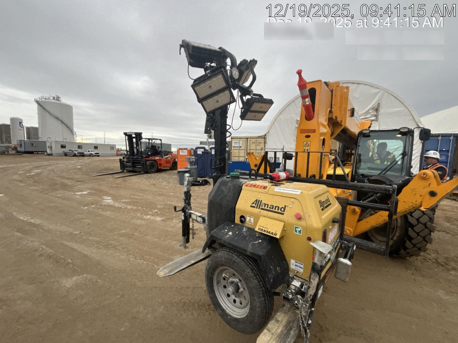 2022 Allmand NLV3GR (4) LED Light Fixture 350W, 23' Vertical Mast, 3kW Prime, Towable, ES Decals, T3