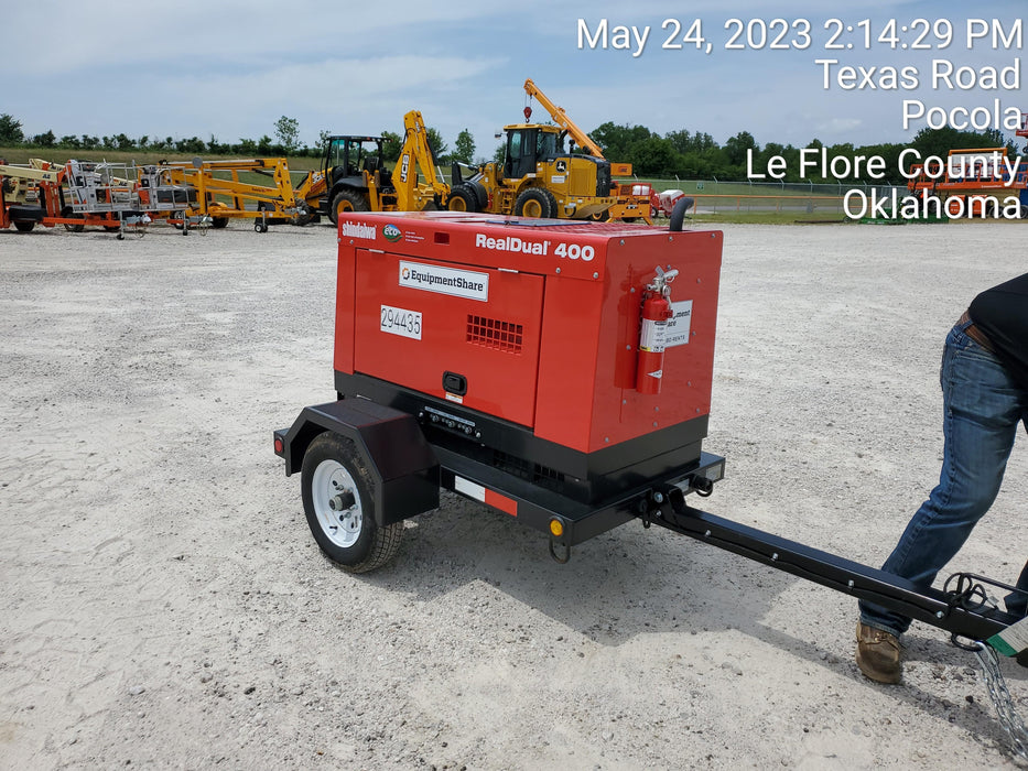 2023 Shindaiwa DGW400MDL Kubota D902 Engine, 23 HP, Dual Op Welder, Wire, Arc, Droop Stick, Tig, and CC Stick Functionality, Simulphase, 3 Phase and 1 Phase Gen Output, Single Axle NB Trlr, Slr Trckl Chrg 12V 12W, Fire Ext