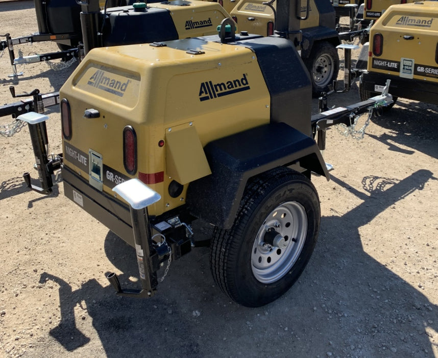 2022 Allmand NLV3GR (4) LED Light Fixture 350W, 23' Vertical Mast, 3kW Prime, Towable, Deep Sea L401, Leveling Jacks, Yanmar T4F 5.8hp