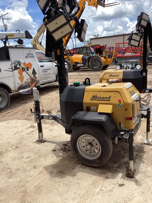 2022 Allmand NLV3GR (4) LED Light Fixture 350W, 23' Vertical Mast, 3kW Prime, Towable, Deep Sea L401, Leveling Jacks, Yanmar T4F 5.8hp