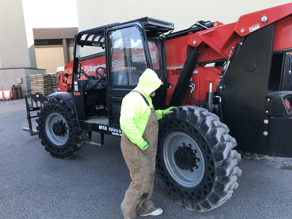 2020 Manitou MTA10055 Cab/Heat/Air, LED Work Lights, Solid Tires, Lift Hook, Beacon, Auxiliary Hydraulics w/66" Carriage and 60" Forks