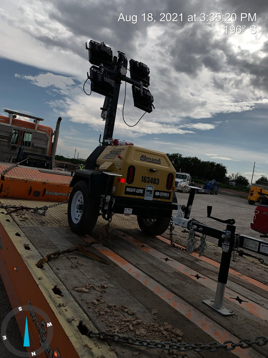 2021 Allmand NLV3GR (4) LED Light Fixture 350W, 23' Vertical Mast, 3kW Prime, Towable, Deep Sea L401, Leveling Jacks, Yanmar T4F 5.8hp