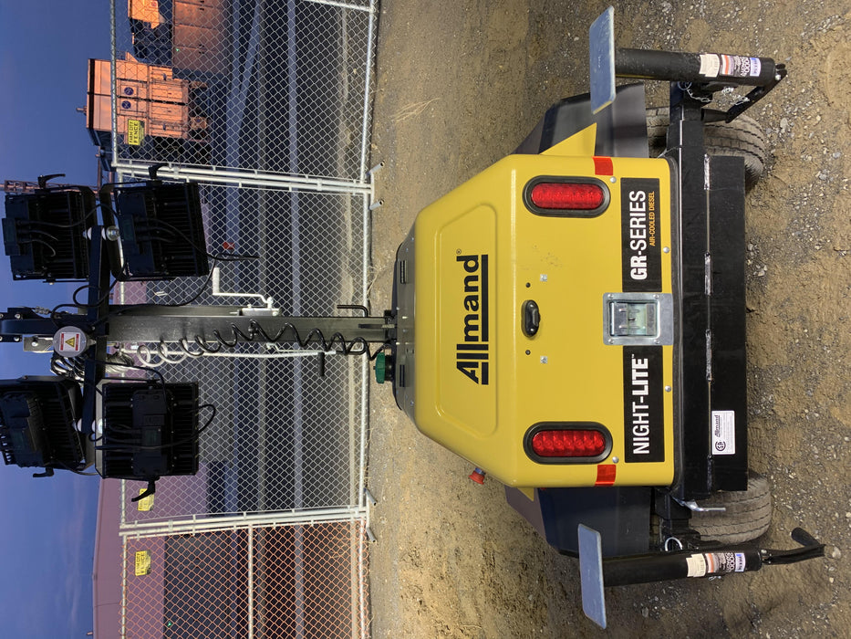 2020 Allmand NLV3GR (4) LED Light Fixture 350W, 23' Vertical Mast, 3kW Prime, Towable, Deep Sea L401, Leveling Jacks, Yanmar T4F 5.8hp