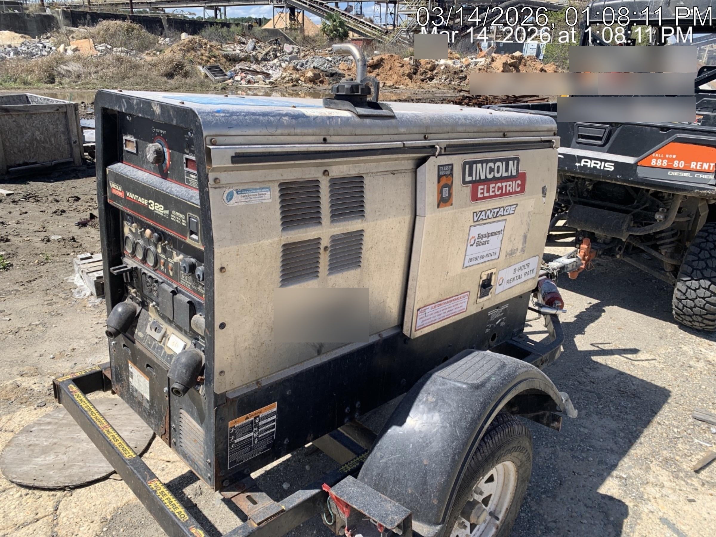 2019 Lincoln Electric Vantage 322 Lincoln Vantage 322 Welder w/Trailer, Light Kit, Cable Rack