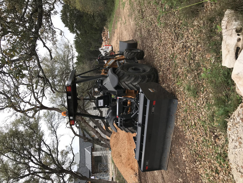 2019 Case 570N EP Canopy, 4WD, GP Front Bucket, Dual Tilt Cylinder, 84" Box Blade w/ Scarifier, Wheel Weights, Beacon