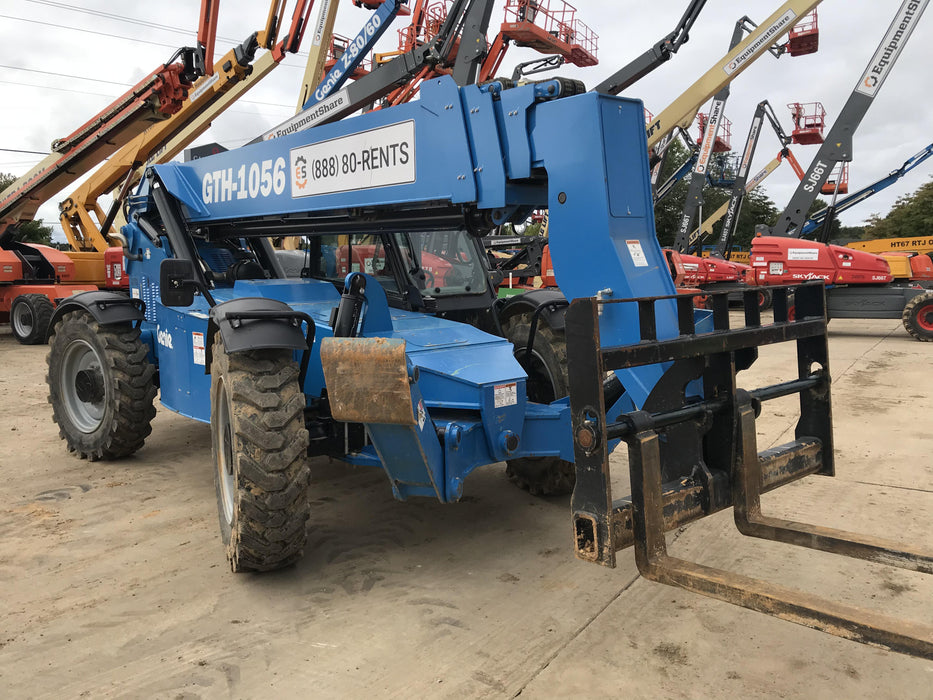 2019 Genie GTH-1056 Cab/Heat/AC, Solid RT Tires, LED Work Lights, Beacon 60" QA Carriage, 60" Forks