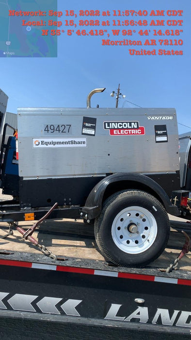 2019 Lincoln Electric Vantage 322 Ready-Pak 3, Two Wheel Trailer, Fender and Light Kit, Cable Rack