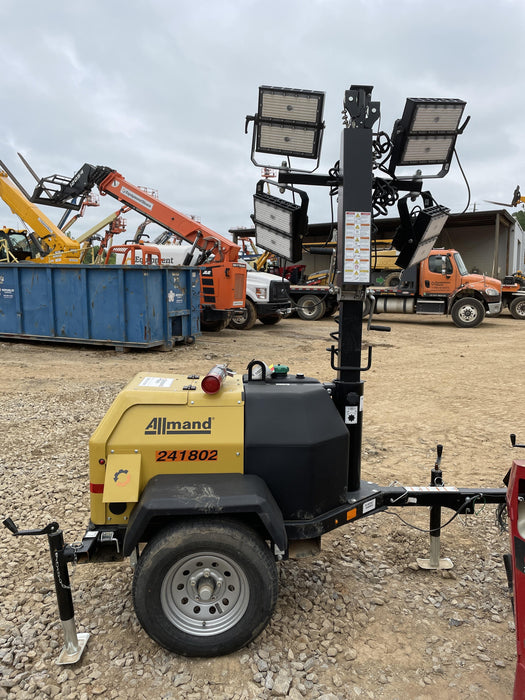 2022 Allmand NLV3GR (4) LED Light Fixture 350W, 23' Vertical Mast, 3kW Prime, Towable, Deep Sea L401, Leveling Jacks, Yanmar T4F 5.8hp