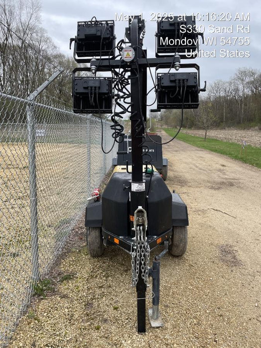 2022 Allmand NLV3GR (4) LED Light Fixture 350W, 23' Vertical Mast, 3kW Prime, Towable, Deep Sea L401, Leveling Jacks, Yanmar T4F 5.8hp