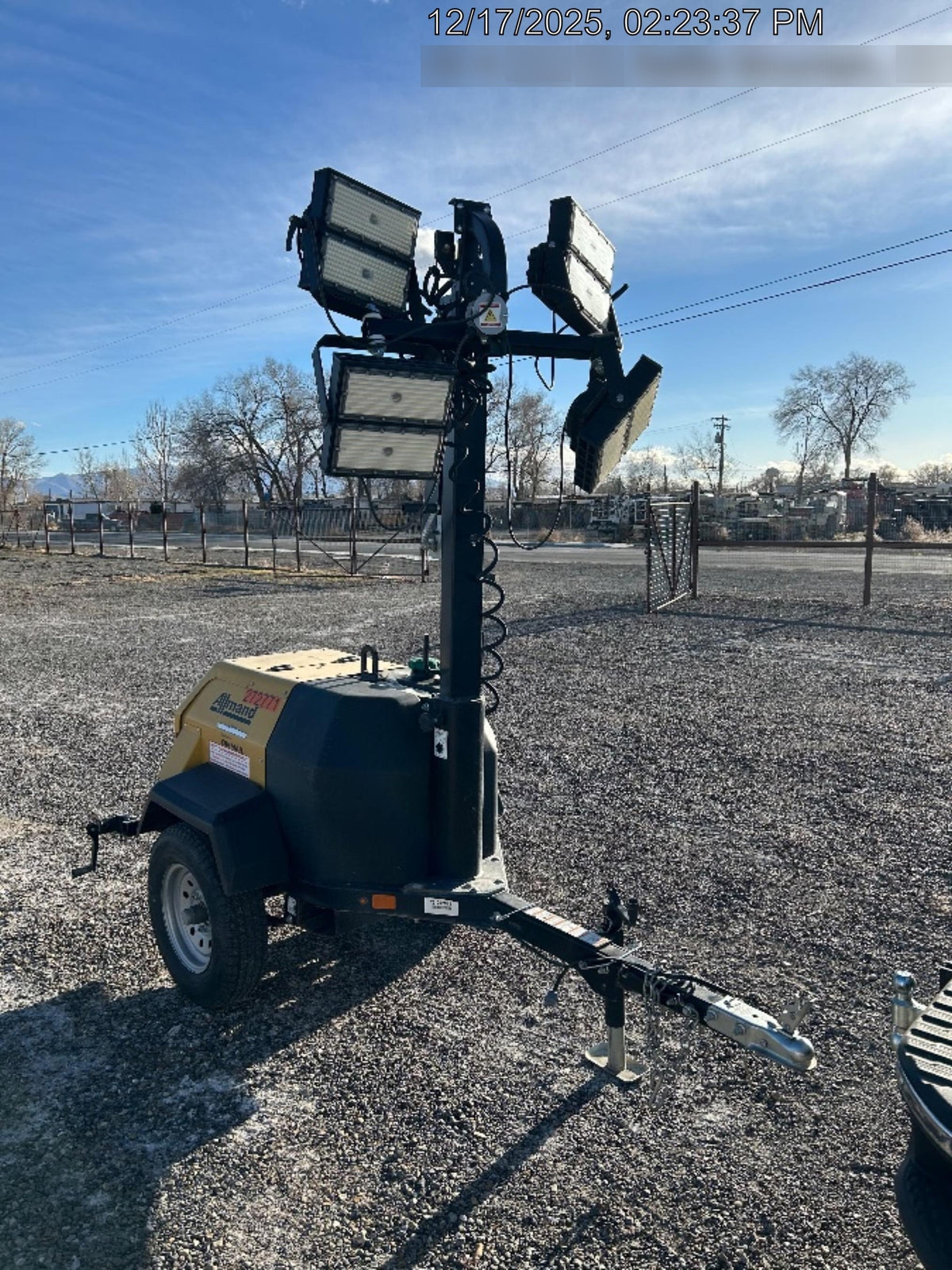 2022 Allmand NLV3GR (4) LED Light Fixture 350W, 23' Vertical Mast, 3kW Prime, Towable, ES Decals, T3