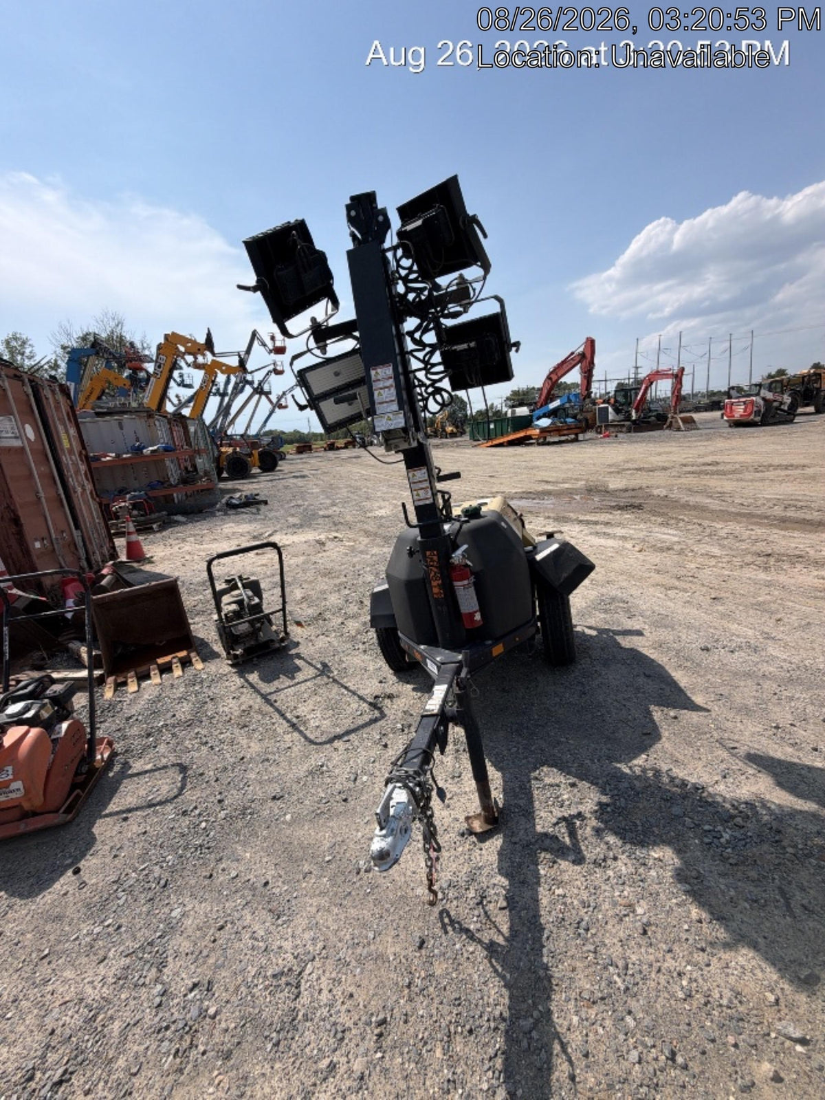 2021 Allmand NLV3GR (4) LED Light Fixture 350W, 23' Vertical Mast, 3kW Prime, Towable, Deep Sea L401, Leveling Jacks, Yanmar T4F 5.8hp
