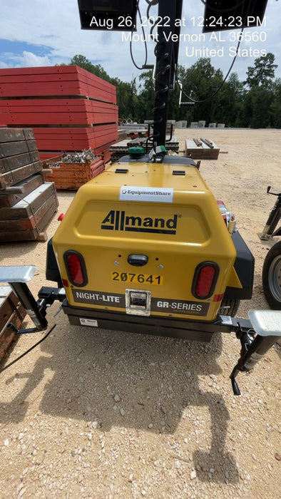 2022 Allmand NLV3GR (4) LED Light Fixture 350W, 23' Vertical Mast, 3kW Prime, Towable, Deep Sea L401, Leveling Jacks, Yanmar T4F 5.8hp