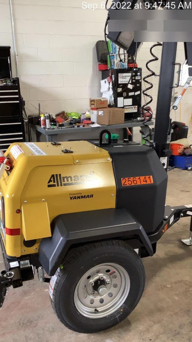 2022 Allmand NLV3GR (4) LED Light Fixture 350W, 23' Vertical Mast, 3kW Prime, Towable, ES Decals, T3